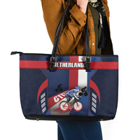 Netherlands Cycling Leather Tote Bag Sporty Style Navy - Wonder Print Shop