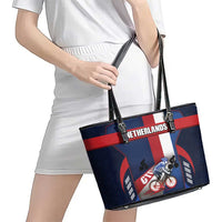 Netherlands Cycling Leather Tote Bag Sporty Style Navy - Wonder Print Shop