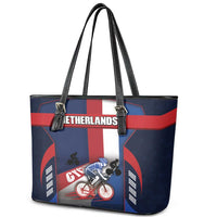 Netherlands Cycling Leather Tote Bag Sporty Style Navy - Wonder Print Shop