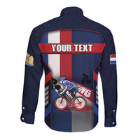 Personalized Netherlands Cycling Long Sleeve Button Shirt Sporty Style Navy - Wonder Print Shop