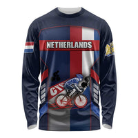 Personalized Netherlands Cycling Long Sleeve Shirt Sporty Style Navy - Wonder Print Shop