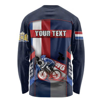 Personalized Netherlands Cycling Long Sleeve Shirt Sporty Style Navy - Wonder Print Shop