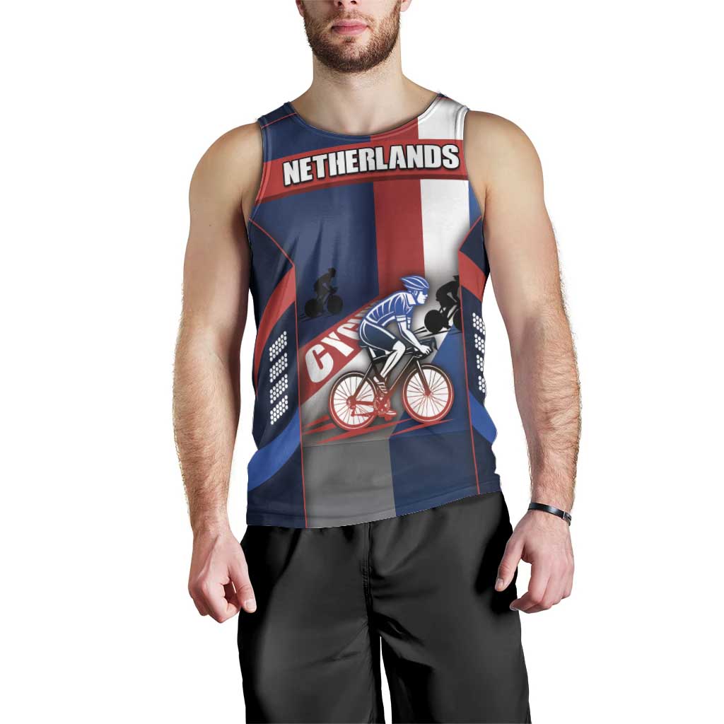Personalized Netherlands Cycling Men Tank Top Sporty Style Navy - Wonder Print Shop