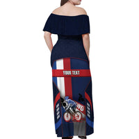 Personalized Netherlands Cycling Off Shoulder Maxi Dress Sporty Style Navy - Wonder Print Shop
