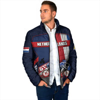 Personalized Netherlands Cycling Padded Jacket Sporty Style Navy - Wonder Print Shop