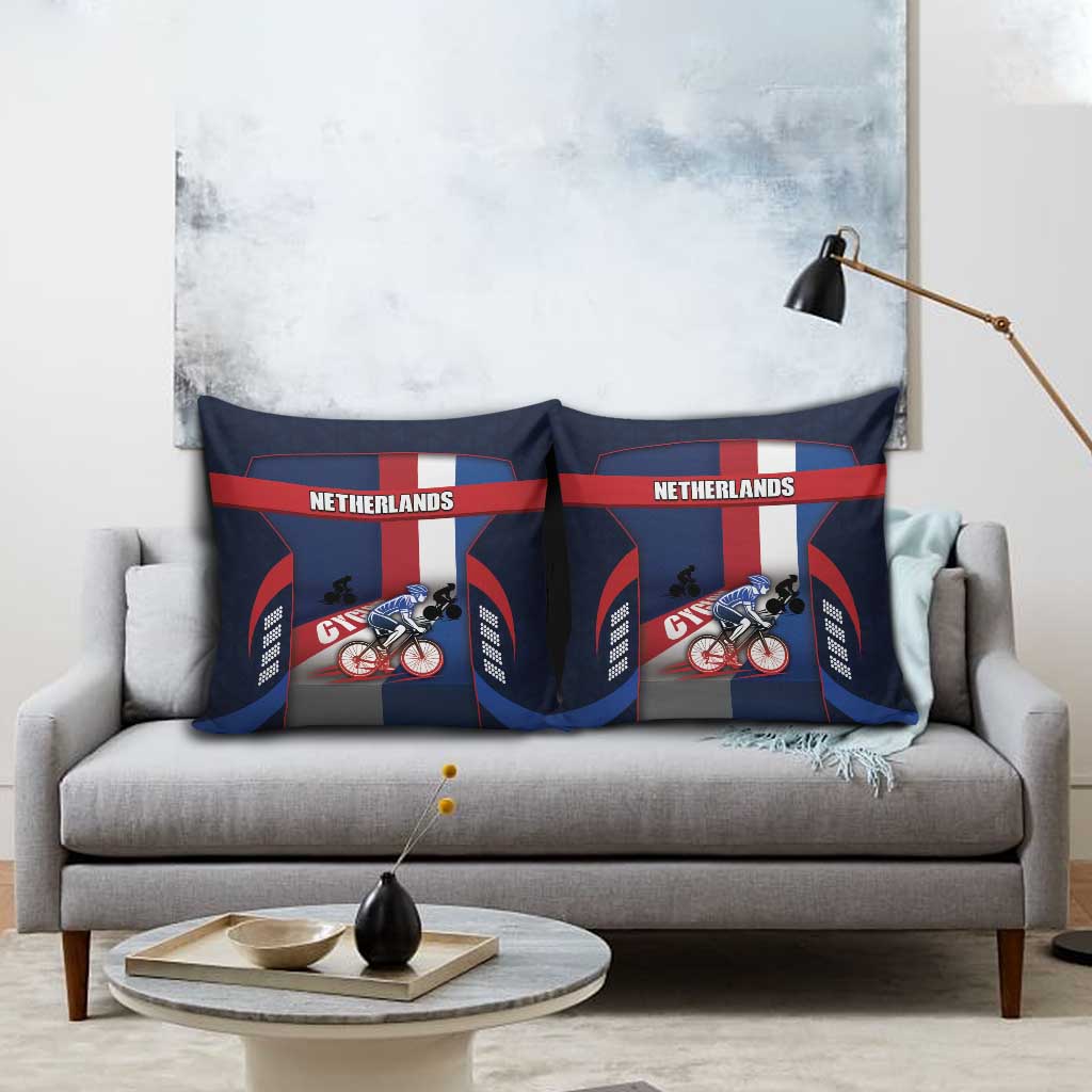 Netherlands Cycling Pillow Cover Sporty Style Navy - Wonder Print Shop