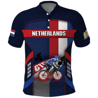 Personalized Netherlands Cycling Polo Shirt Sporty Style Navy - Wonder Print Shop