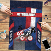 Netherlands Cycling Puzzle Sporty Style Navy - Wonder Print Shop