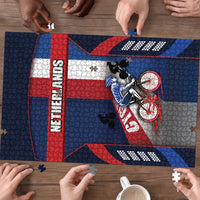 Netherlands Cycling Puzzle Sporty Style Navy - Wonder Print Shop