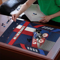 Netherlands Cycling Puzzle Sporty Style Navy - Wonder Print Shop
