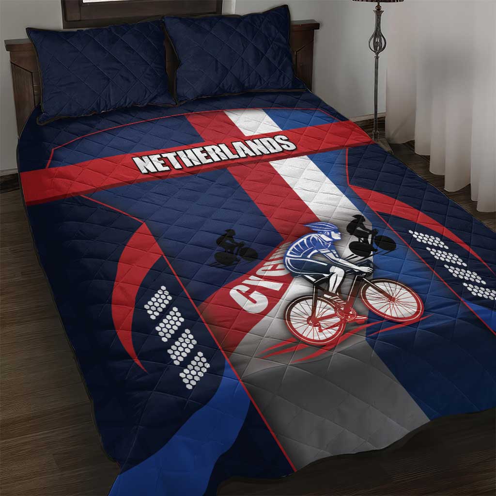 Netherlands Cycling Quilt Bed Set Sporty Style Navy - Wonder Print Shop