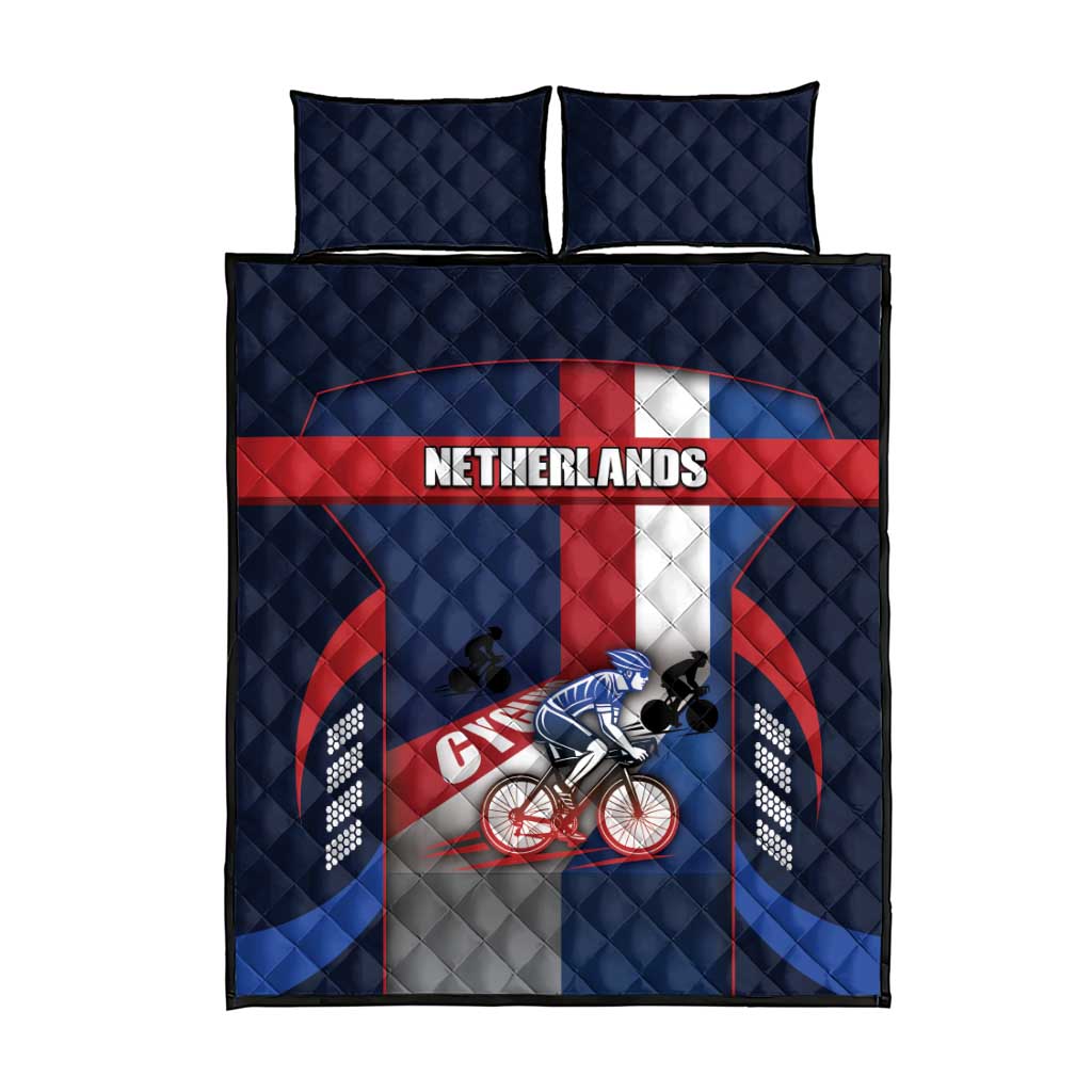 Netherlands Cycling Quilt Bed Set Sporty Style Navy - Wonder Print Shop