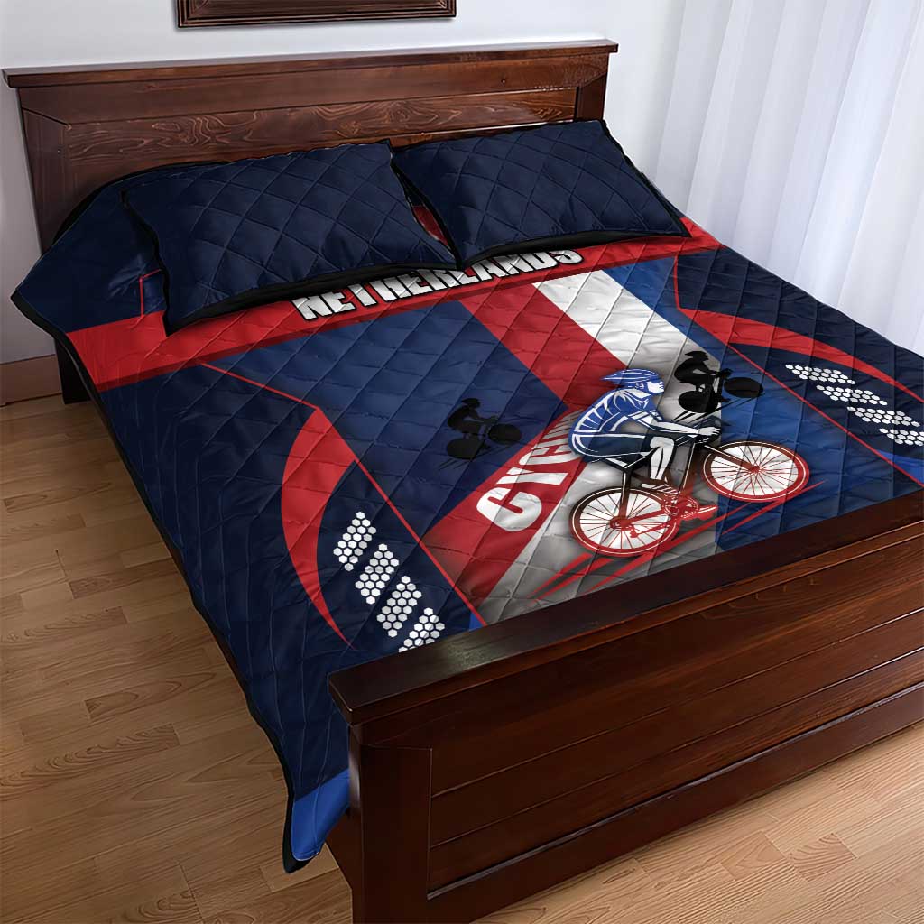 Netherlands Cycling Quilt Bed Set Sporty Style Navy - Wonder Print Shop
