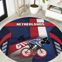 Netherlands Cycling Round Carpet Sporty Style Navy - Wonder Print Shop