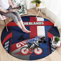 Netherlands Cycling Round Carpet Sporty Style Navy - Wonder Print Shop