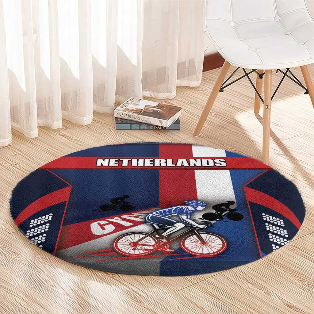 Netherlands Cycling Round Carpet Sporty Style Navy - Wonder Print Shop