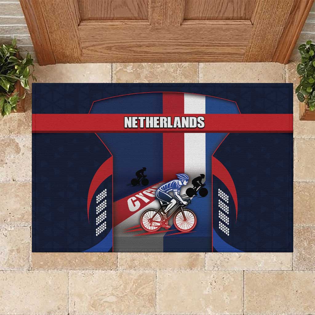 Netherlands Cycling Rubber Doormat Sporty Style Navy - Wonder Print Shop