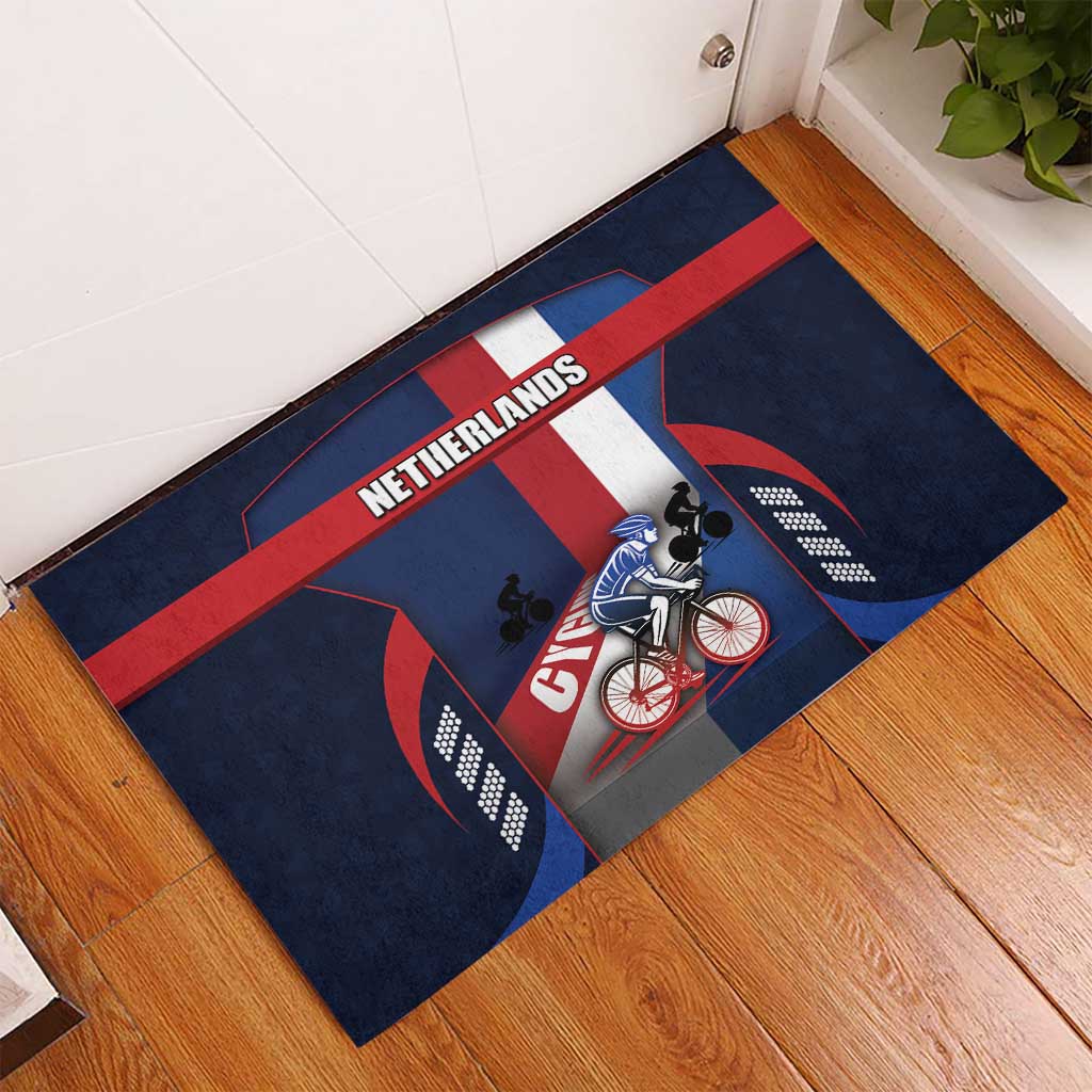 Netherlands Cycling Rubber Doormat Sporty Style Navy - Wonder Print Shop