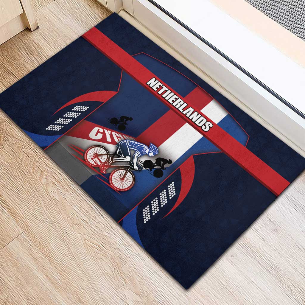 Netherlands Cycling Rubber Doormat Sporty Style Navy - Wonder Print Shop