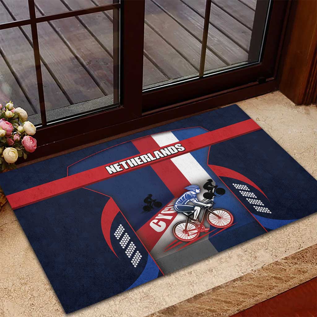 Netherlands Cycling Rubber Doormat Sporty Style Navy - Wonder Print Shop
