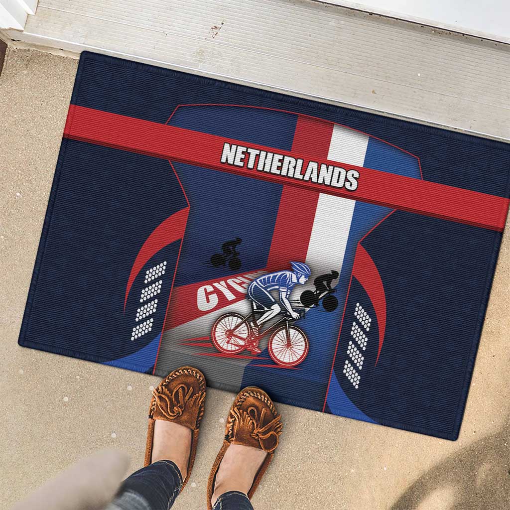 Netherlands Cycling Rubber Doormat Sporty Style Navy - Wonder Print Shop