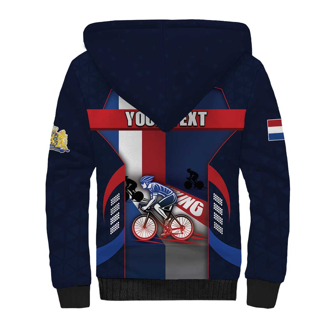 Personalized Netherlands Cycling Sherpa Hoodie Sporty Style Navy - Wonder Print Shop