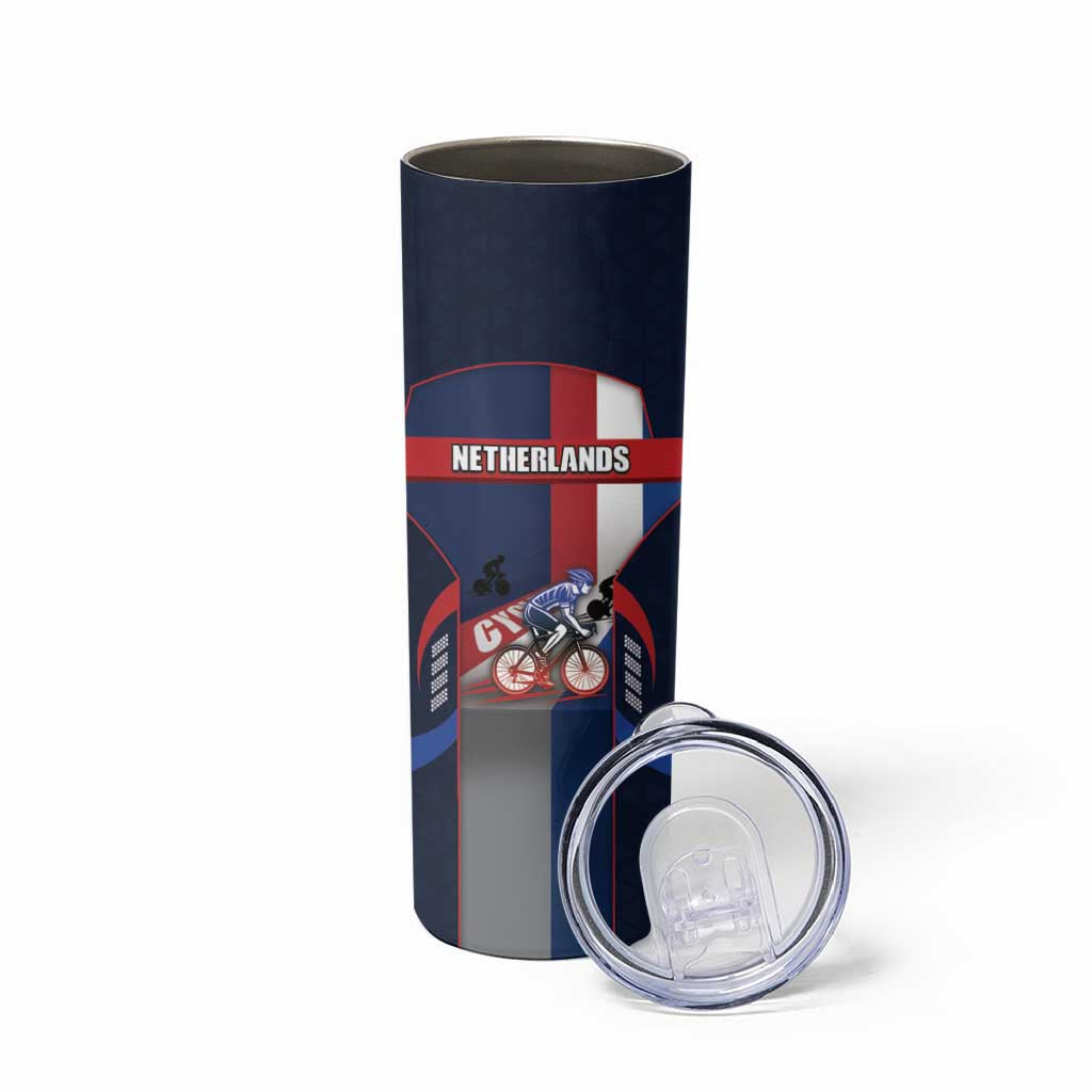 Personalized Netherlands Cycling Skinny Tumbler Sporty Style Navy - Wonder Print Shop