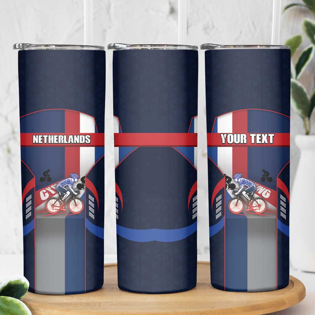 Personalized Netherlands Cycling Skinny Tumbler Sporty Style Navy - Wonder Print Shop