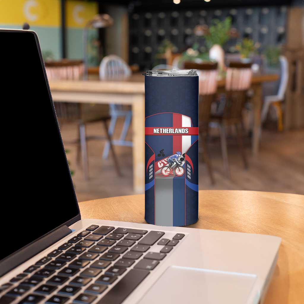Personalized Netherlands Cycling Skinny Tumbler Sporty Style Navy - Wonder Print Shop