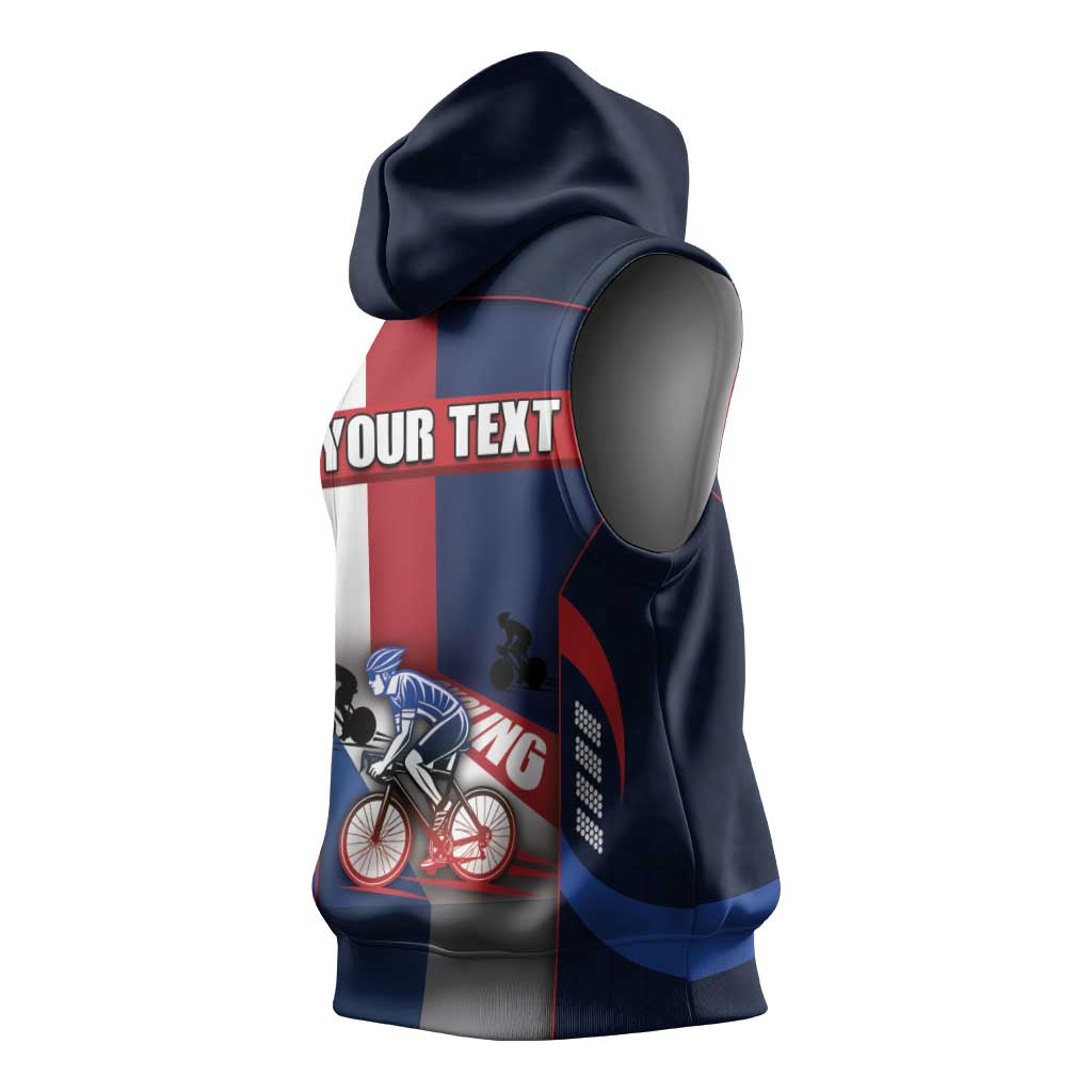 Personalized Netherlands Cycling Sleeveless Hoodie Sporty Style Navy - Wonder Print Shop