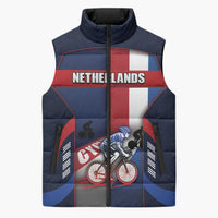 Personalized Netherlands Cycling Sleeveless Puffer Jacket Sporty Style Navy - Wonder Print Shop
