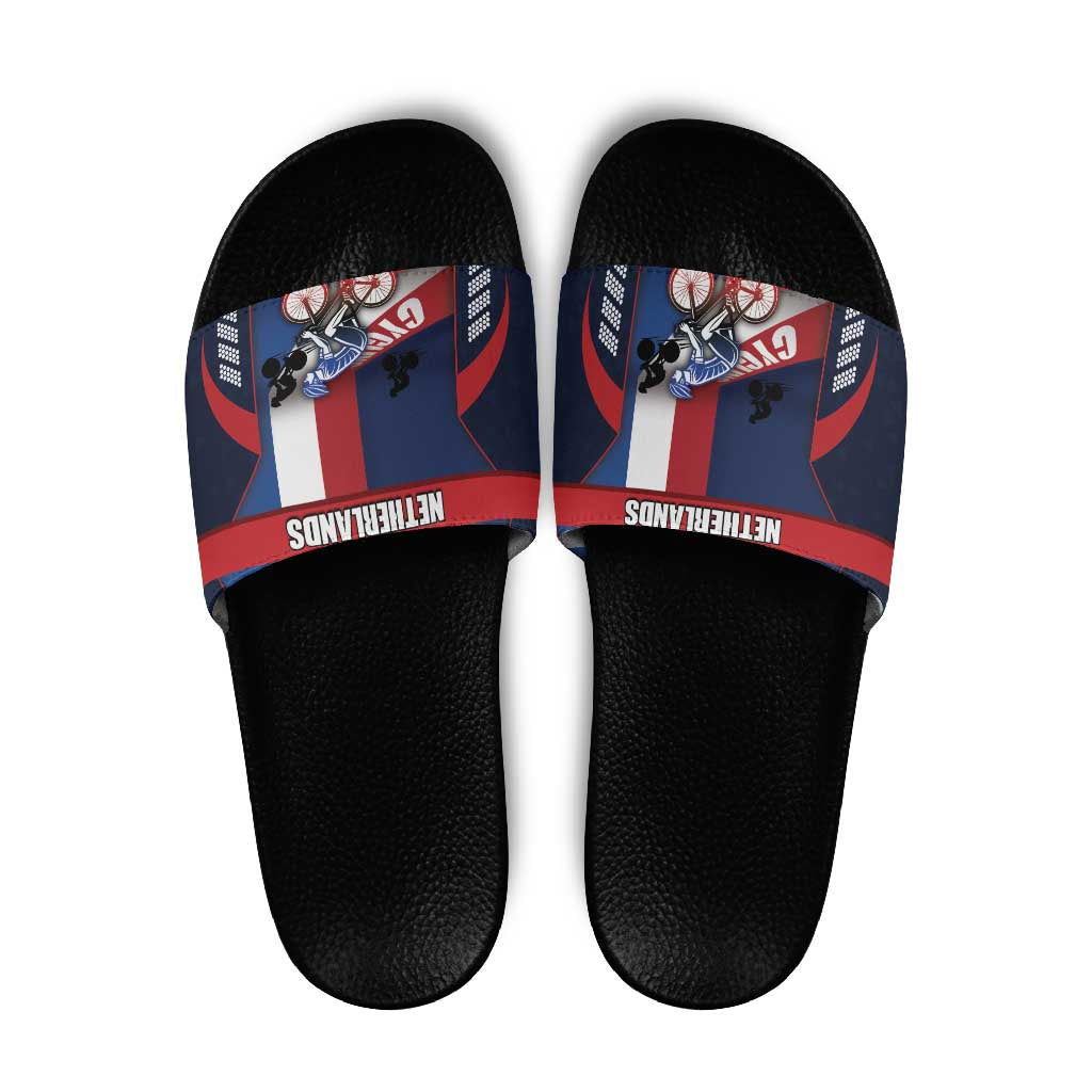 Netherlands Cycling Slide Sandals Sporty Style Navy - Wonder Print Shop