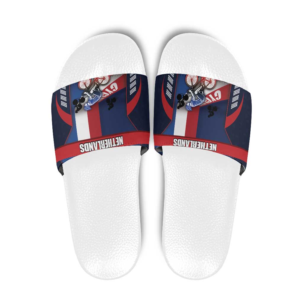 Netherlands Cycling Slide Sandals Sporty Style Navy - Wonder Print Shop