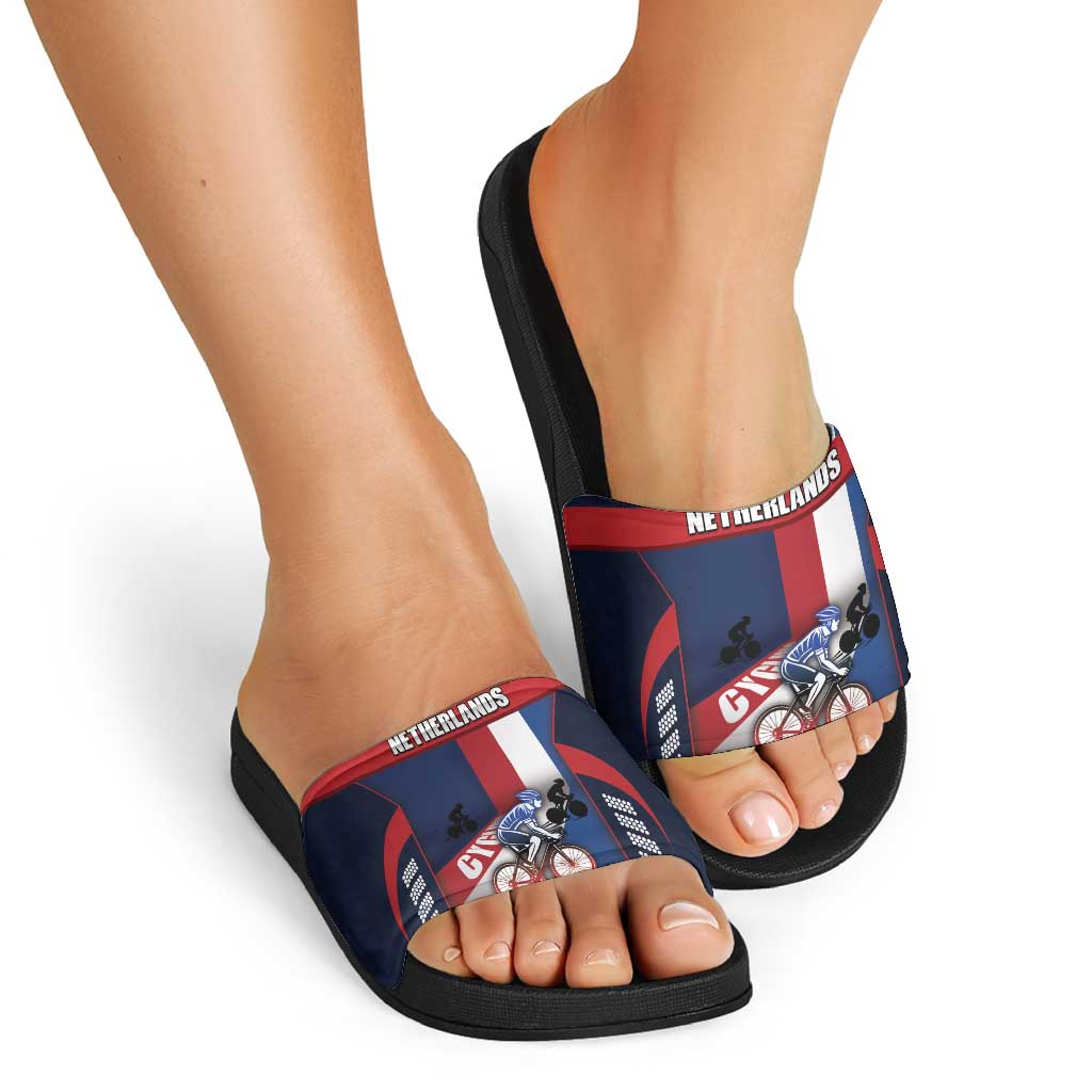 Netherlands Cycling Slide Sandals Sporty Style Navy - Wonder Print Shop