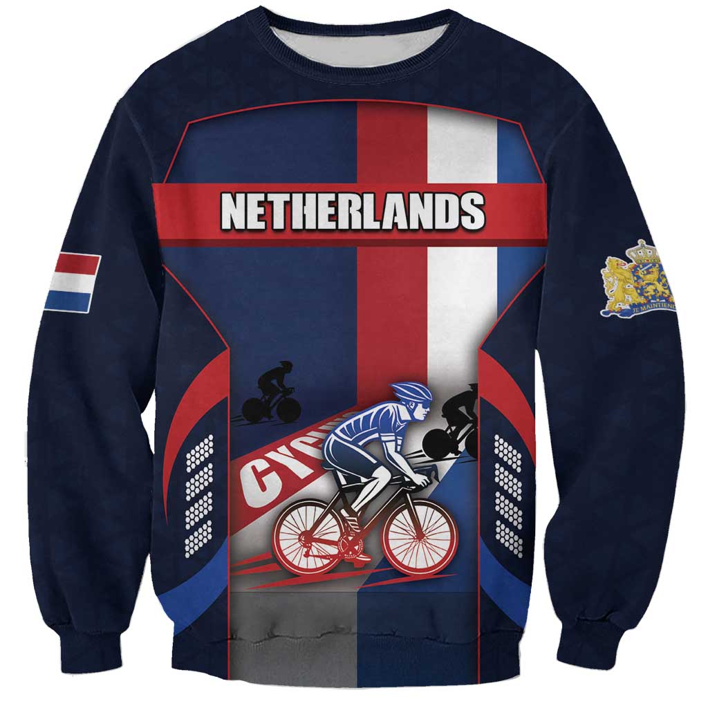 Personalized Netherlands Cycling Sweatshirt Sporty Style Navy - Wonder Print Shop