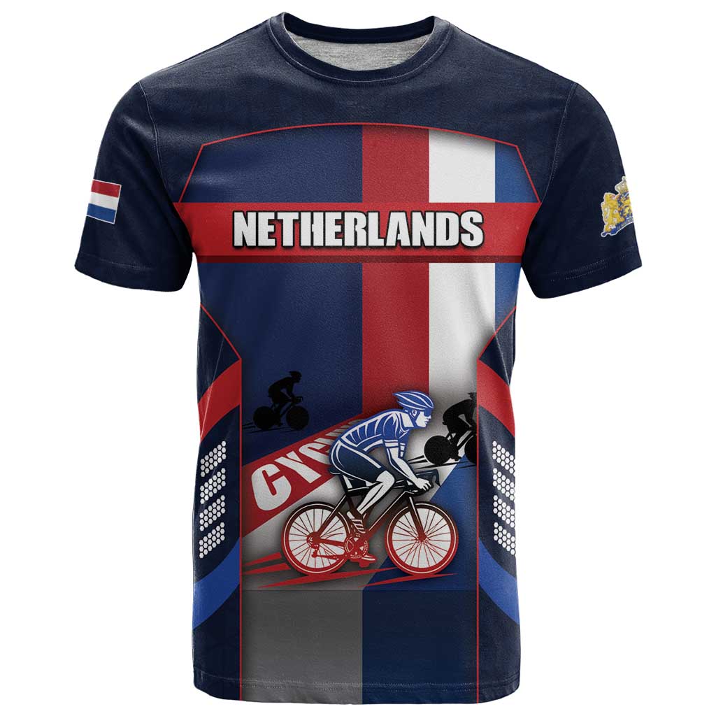 Personalized Netherlands Cycling T Shirt Sporty Style Navy - Wonder Print Shop