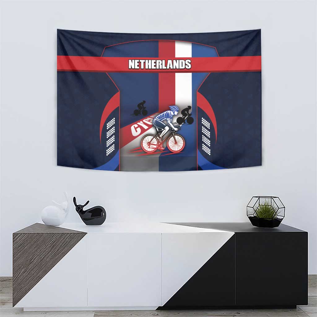 Netherlands Cycling Tapestry Sporty Style Navy - Wonder Print Shop