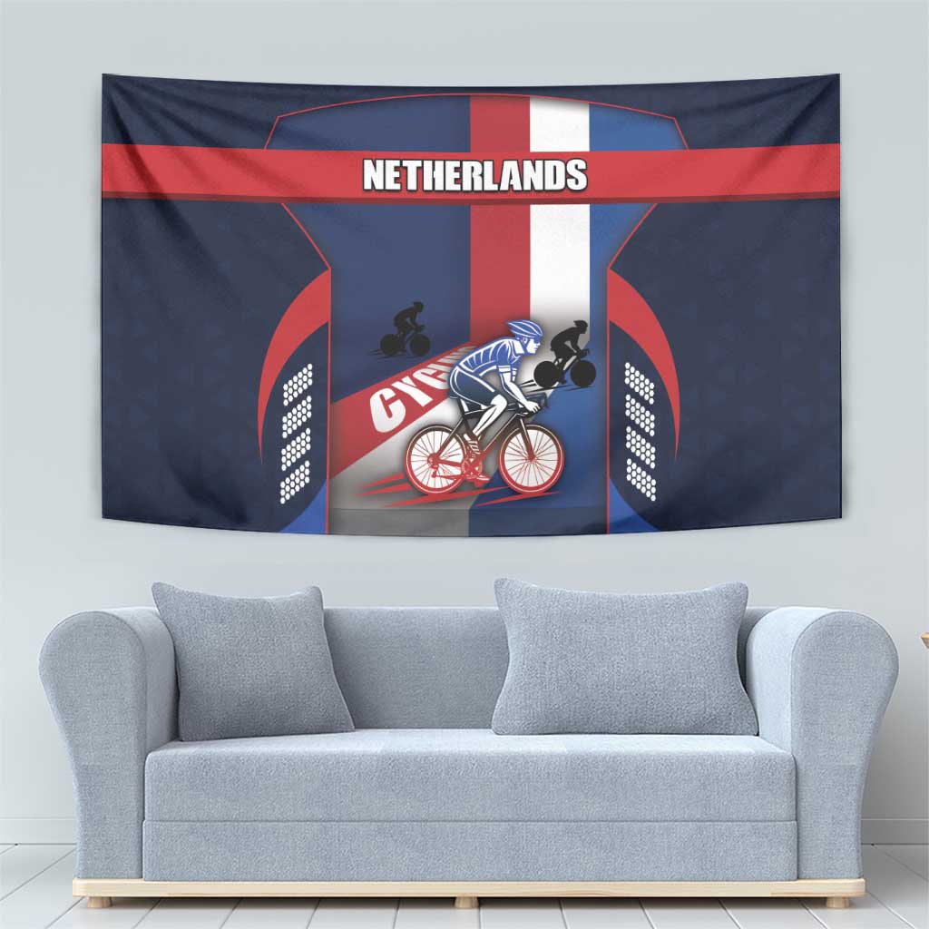 Netherlands Cycling Tapestry Sporty Style Navy - Wonder Print Shop
