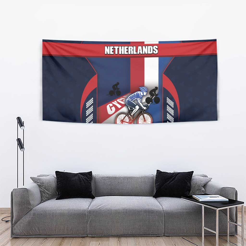 Netherlands Cycling Tapestry Sporty Style Navy - Wonder Print Shop