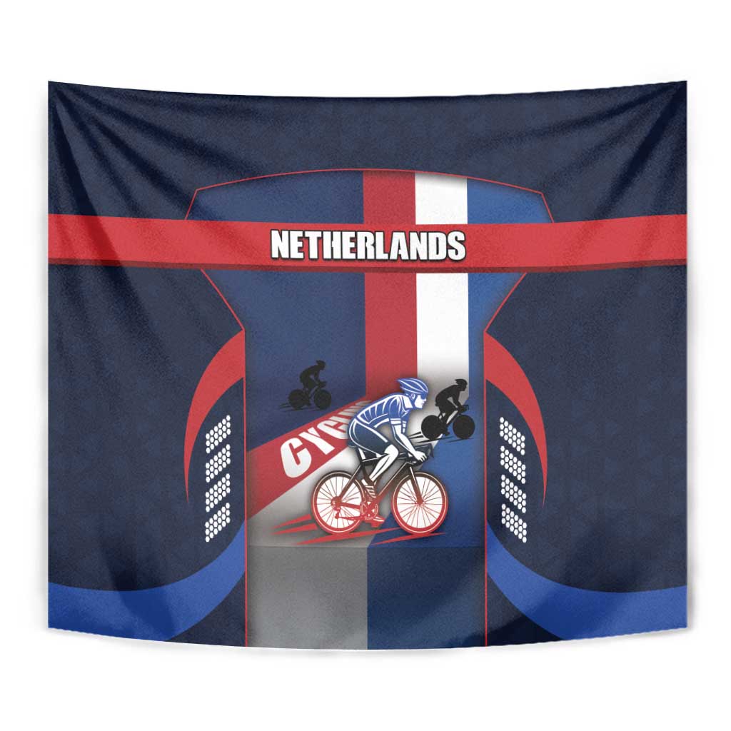 Netherlands Cycling Tapestry Sporty Style Navy - Wonder Print Shop