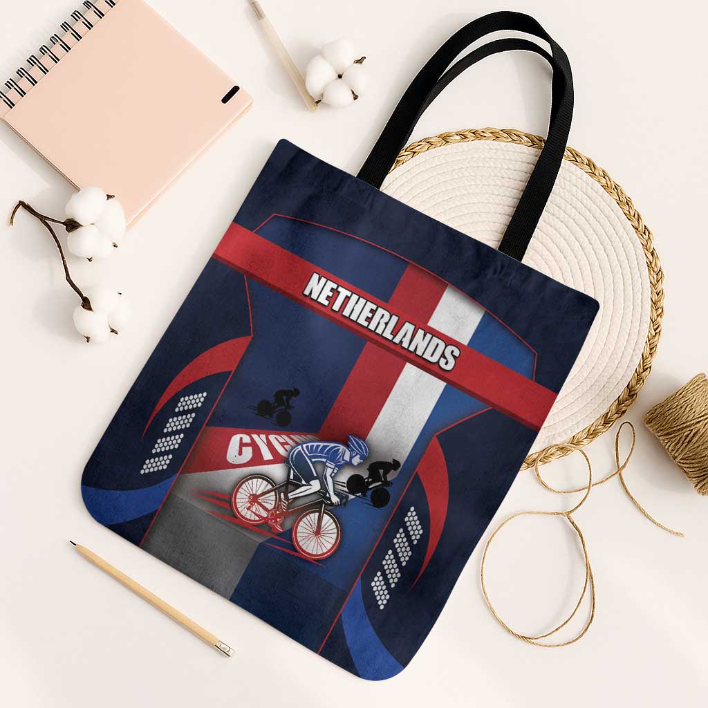 Netherlands Cycling Tote Bag Sporty Style Navy - Wonder Print Shop