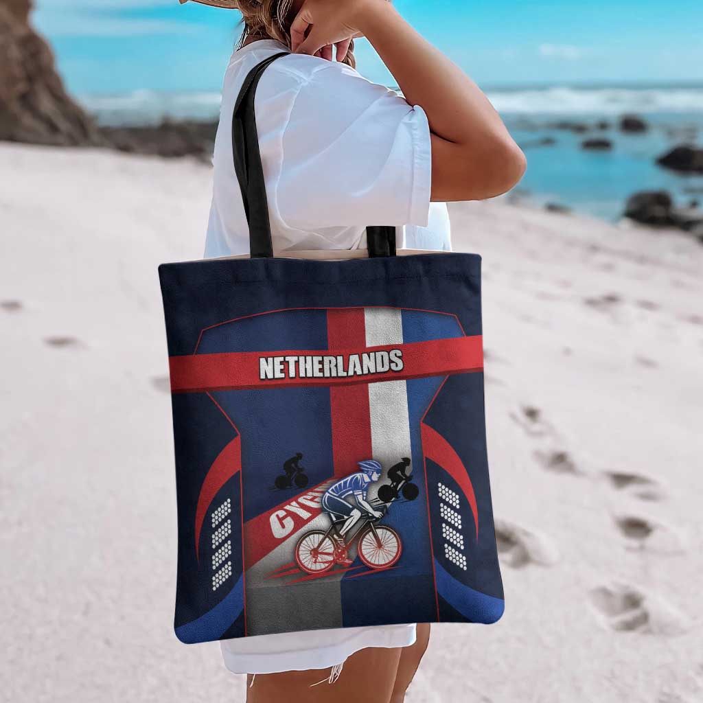 Netherlands Cycling Tote Bag Sporty Style Navy - Wonder Print Shop