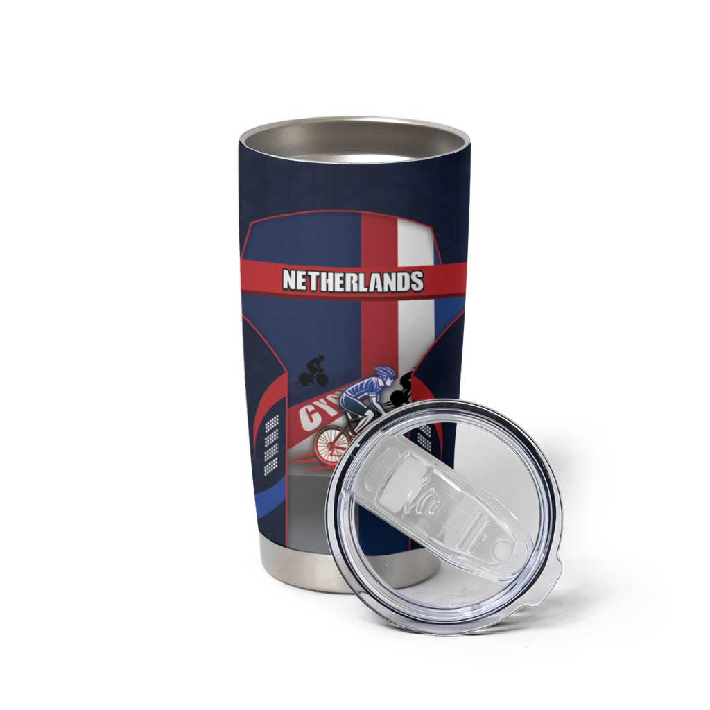 Personalized Netherlands Cycling Tumbler Cup Sporty Style Navy - Wonder Print Shop