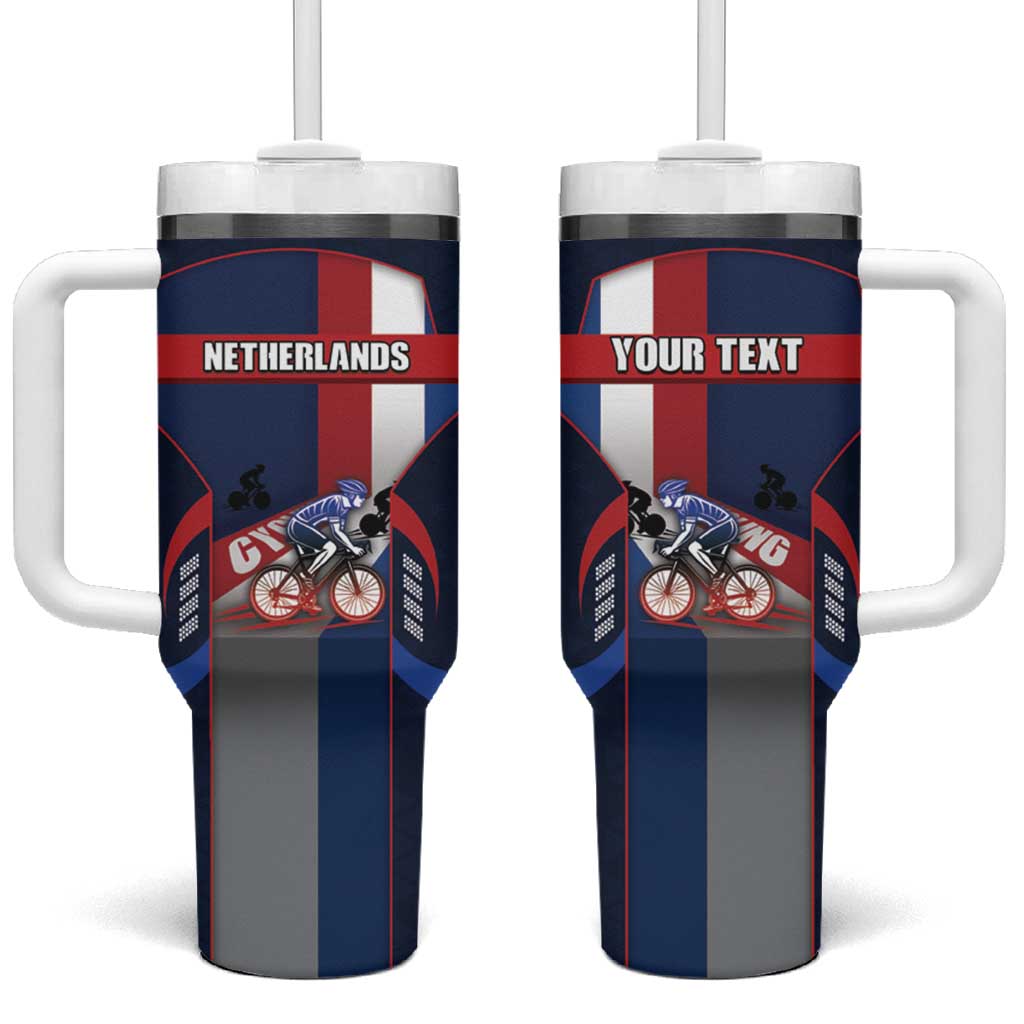 Personalized Netherlands Cycling Tumbler With Handle Sporty Style Navy - Wonder Print Shop