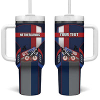 Personalized Netherlands Cycling Tumbler With Handle Sporty Style Navy - Wonder Print Shop