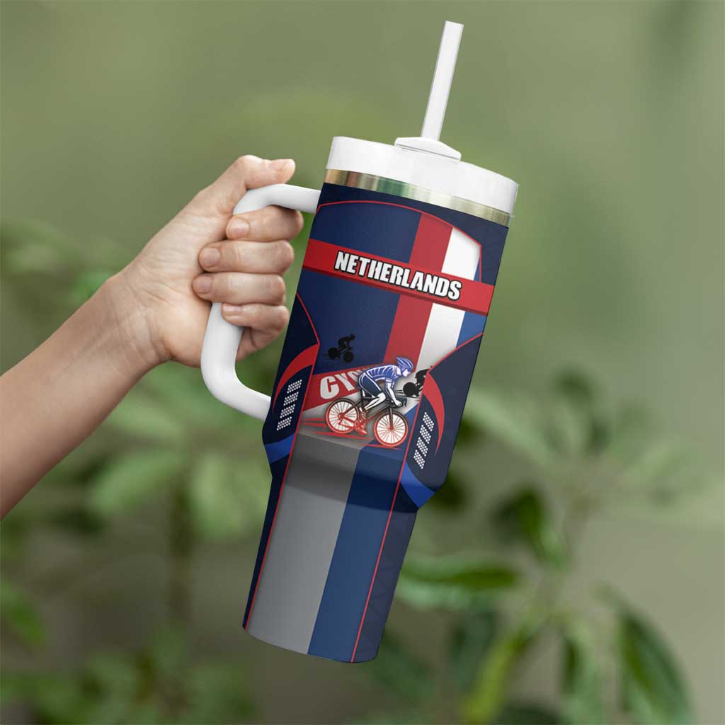 Personalized Netherlands Cycling Tumbler With Handle Sporty Style Navy - Wonder Print Shop