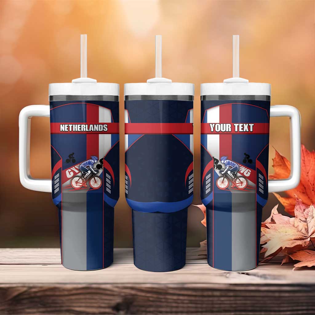 Personalized Netherlands Cycling Tumbler With Handle Sporty Style Navy - Wonder Print Shop