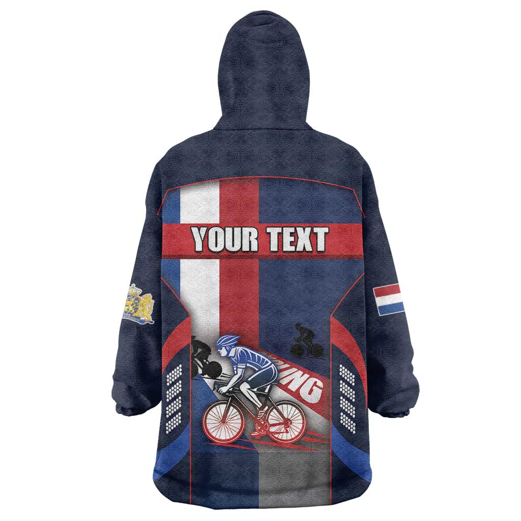 Personalized Netherlands Cycling Wearable Blanket Hoodie Sporty Style Navy - Wonder Print Shop