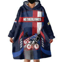 Personalized Netherlands Cycling Wearable Blanket Hoodie Sporty Style Navy - Wonder Print Shop