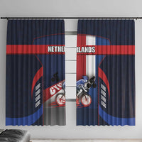 Netherlands Cycling Window Curtain Sporty Style Navy - Wonder Print Shop